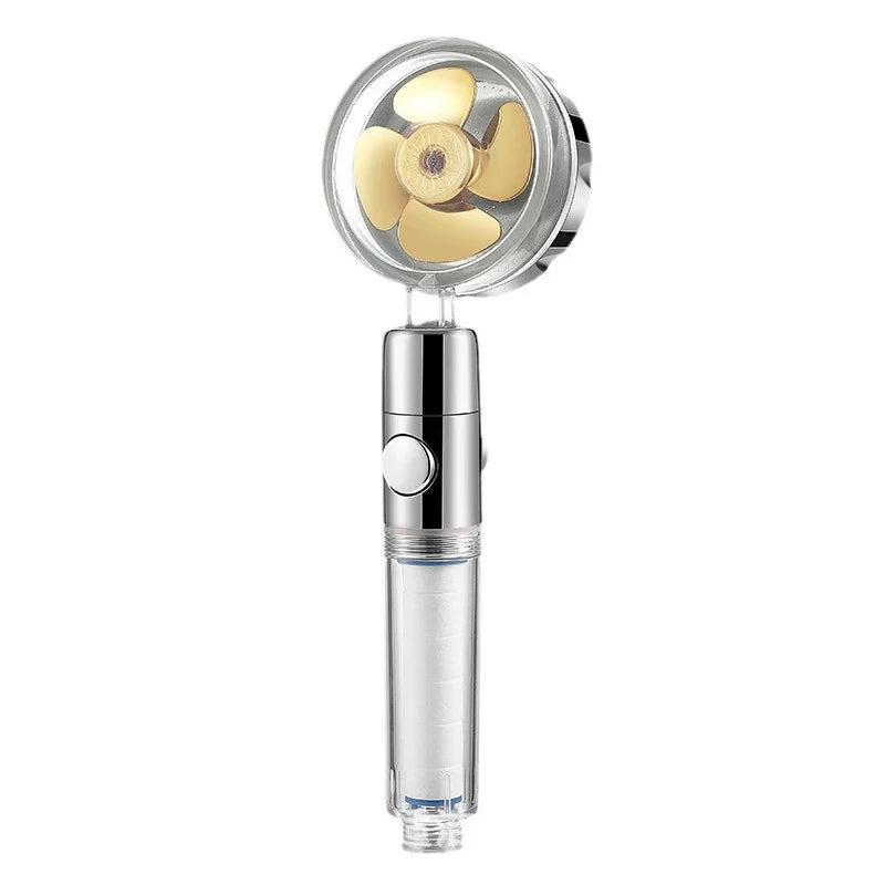 360° Rotating Turbine Fan Handheld Shower Head High Pressure Water Saving Spray Shower Filter Bathroom Accessories
