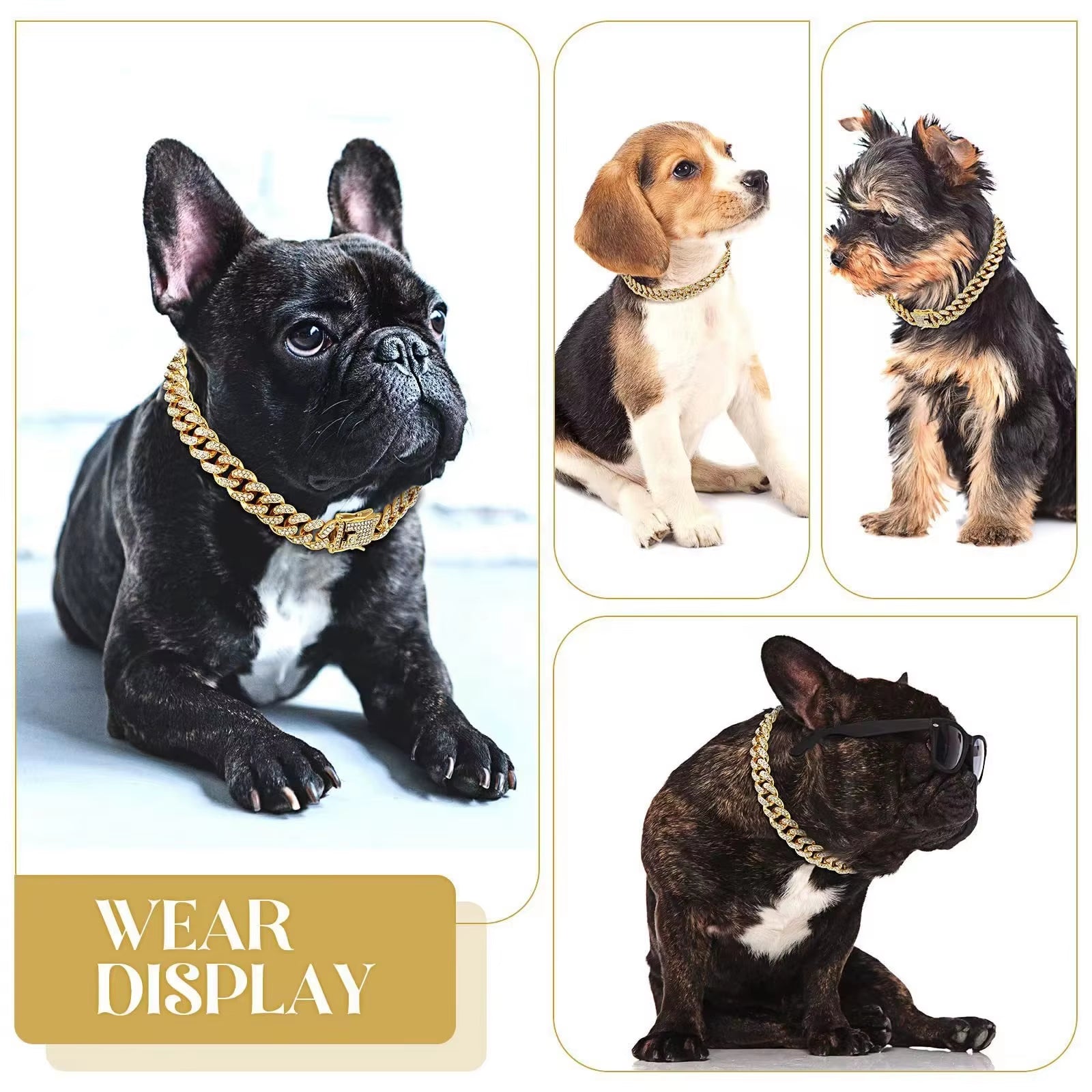New Trends Bling Crystal Luxury Cuban Link Alloy Lace Breakaway Fashion Pet Collar Necklace Chunky Diamond Dog Chain
