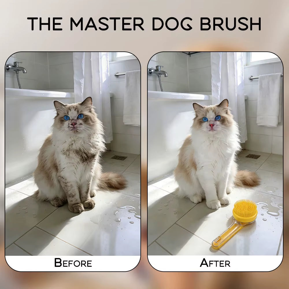 2026 New 2-In-1 Pet Bath & Grooming Deshedding Brush with Built-In Soap Dispenser Long Handle for Dogs Cats Bath