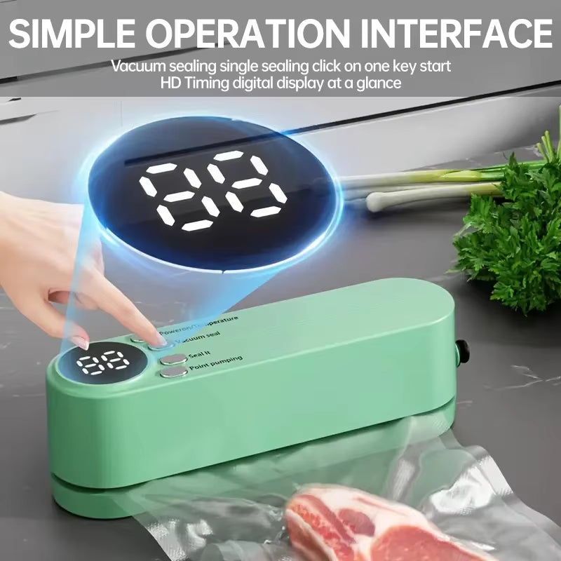 Simple Operation Vacuum Sealer Machine Bag Rolls Food Sealer Compact Food Preservation System with Vacuum Bags