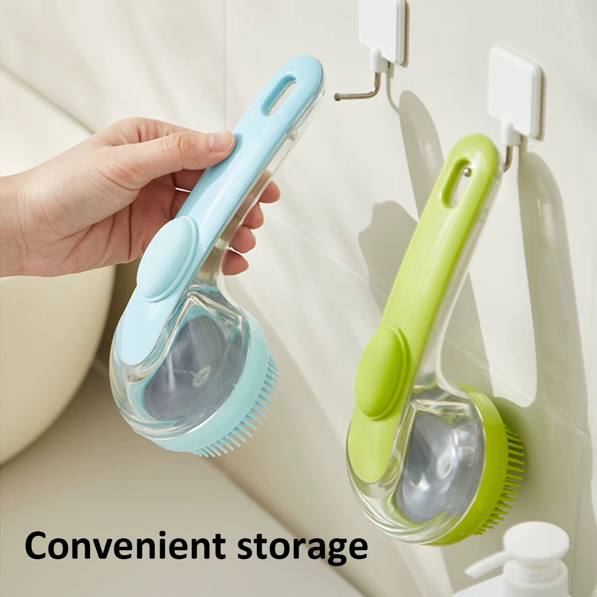 2026 New 2-In-1 Pet Bath & Grooming Deshedding Brush with Built-In Soap Dispenser Long Handle for Dogs Cats Bath
