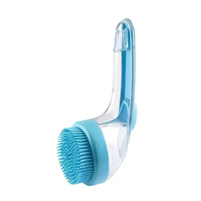 2026 New 2-In-1 Pet Bath & Grooming Deshedding Brush with Built-In Soap Dispenser Long Handle for Dogs Cats Bath