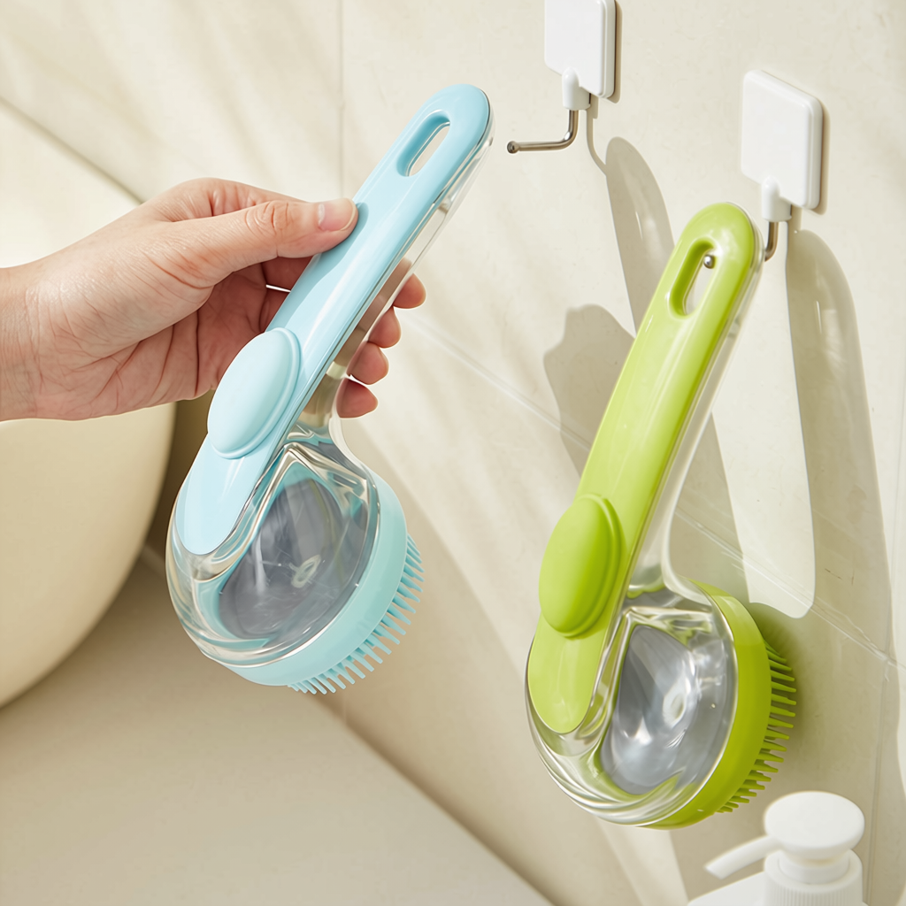 2-in-1 Dog Bath Brush with Soap Dispenser — Wash and Deshed in One Pass