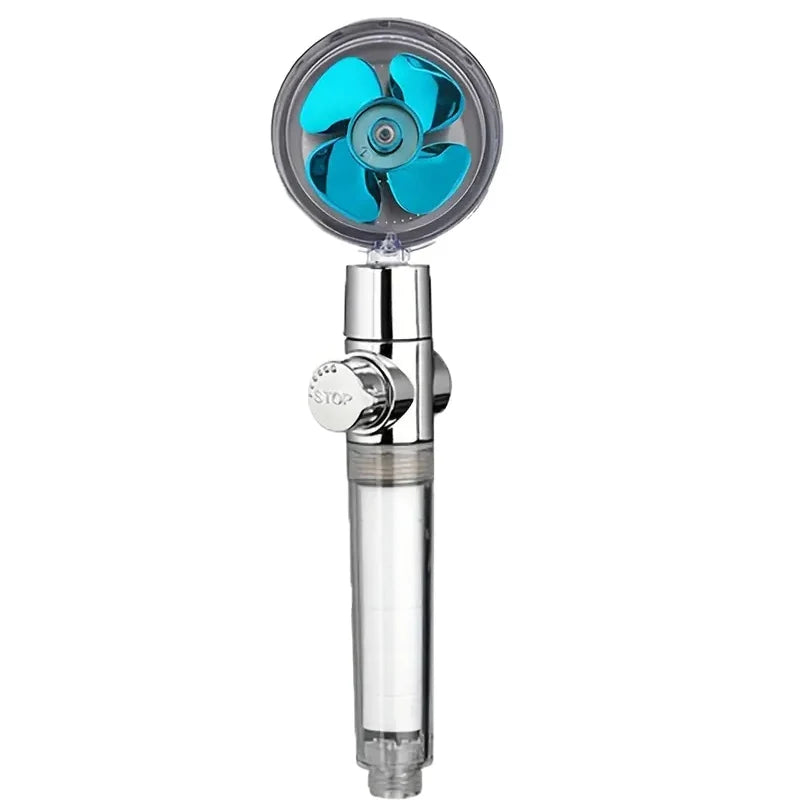 360° Rotating Turbine Fan Handheld Shower Head High Pressure Water Saving Spray Shower Filter Bathroom Accessories