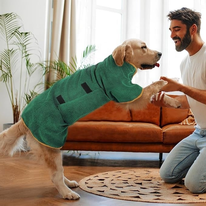 Dog drying robe shown from the side